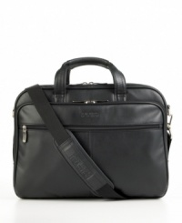 This business portfolio has a classic look with casual flair, giving you the versatility you need in life. The front compartment features a padded computer pocket and three open top pockets for accessories, while a rear two-file divider rounds out your business essentials. Limited lifetime warranty. This business portfolio has a classic look with casual flair, giving you the versatility you need in life. The front compartment features a padded computer pocket and three open top pockets for accessories, while a rear two-file divider rounds out your business essentials. Limited lifetime warranty.