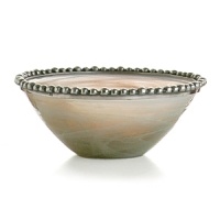 Recalling the distinctive look of Florentine alabaster, carefully mouth-blown glass is swirled with white details and finished with an iridescent glaze to form this striking bowl from Arte Italica. Made by hand in Italy, it's edged in ornate pewter beading. Recalling the distinctive look of Florentine alabaster, carefully mouth-blown glass is swirled with white details and finished with an iridescent glaze to form this striking bowl from Arte Italica. Made by hand in Italy, it's edged in ornate pewter beading.