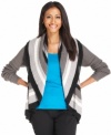 Make a statement in Charter Club's chic cardigan, complete with a an oversized shawl collar and elegant open-front design. (Clearance)