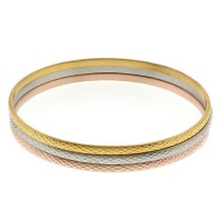 8.5 Tri-Tone Stainless Steel Set Of 3 Bangle Bracelets 8.5 Inch 8.5 Tri-Tone Stainless Steel Set Of 3 Bangle Bracelets 8.5 Inch