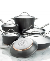 Enjoy more culinary control than ever before. Anolon Nouvelle cookware delivers expert-grade results with layer upon layer of premium cooking material: ultra-reactive copper is encapsulated by two layers of aluminum and finished with an impact-bonded stainless steel cap. Limited lifetime warranty. Enjoy more culinary control than ever before. Anolon Nouvelle cookware delivers expert-grade results with layer upon layer of premium cooking material: ultra-reactive copper is encapsulated by two layers of aluminum and finished with an impact-bonded stainless steel cap. Limited lifetime warranty.