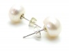 10MM Cream Ivory White Freshwater Cultured Pearl Stud Earrings for Women, 925 Sterling Silver Backings