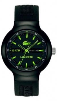Lacoste Borneo Black Dial Black and Green Silicone Mens Watch 2010656 Lacoste Borneo Black Dial Black and Green Silicone Mens Watch 2010656