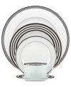 With the bands. The Parker Place sugar bowl creates instant ambiance with rings of platinum, black and pale blue in sleek bone china. From kate spade new york.