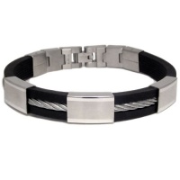 Mens Rubber & Stainless Steel Mechanized Bracelet Mens Rubber & Stainless Steel Mechanized Bracelet
