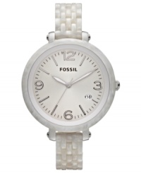 Pretty in pearl. This Heather collection watch from Fossil boasts beautiful hues that complement feminine looks. Pretty in pearl. This Heather collection watch from Fossil boasts beautiful hues that complement feminine looks.