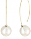Mizuki 14k Gold White Seed Pearl Marquis Baby Hoop Earrings