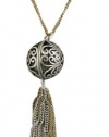 Lucky Brand Semi Precious Accents Scroll Work Charm Necklace