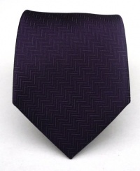 100% Silk Woven Solid Herringbone Eggplant Purple Tie 100% Silk Woven Solid Herringbone Eggplant Purple Tie