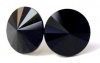 12MM Onyx Black Colored Swarovski Crystal Elements Round Stud Earrings, Hypoallergenic Posts