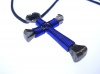 Blue Horseshoe Nail Cross Necklace