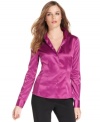 Add a rich pop of color to your outfit with this jeweltone blouse from T Tahari.