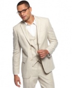 Button up your workweek look with this striped blazer from Perry Ellis.