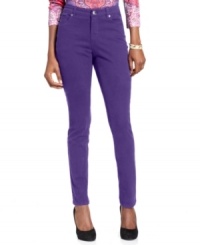 Brighten up your outfit with these Style&co. petite jeans. A slim fit and a colored wash add punch to your denim collection! Brighten up your outfit with these Style&co. petite jeans. A slim fit and a colored wash add punch to your denim collection!