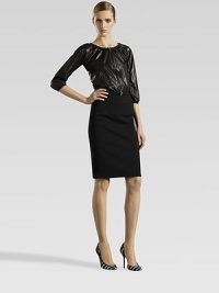 Soft leather, in a short blouson silhouette.Gathered neckline, cuffs, and hemZip frontThree-quarter sleevesSide slash pocketsMetal GG detailSilk crepe de chine liningLeatherDry cleanMade in Italy of imported fabric Soft leather, in a short blouson silhouette.Gathered neckline, cuffs, and hemZip frontThree-quarter sleevesSide slash pocketsMetal GG detailSilk crepe de chine liningLeatherDry cleanMade in Italy of imported fabric