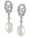 The perfect complement to your special occasion look. Carolee's stunning drop earrings feature glass pearls and glass and plastic-accented posts. Set in silver tone mixed metal. Approximate drop: 1-5/8 inches.