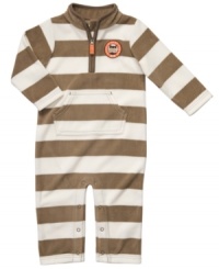 Getting baby dressed is a snap in this super soft striped microfleece jump suit from Carter's. Getting baby dressed is a snap in this super soft striped microfleece jump suit from Carter's.