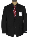 Calvin Klein Mens 2 Button Solid Black Wool Suit