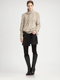 Super sized cables create super style in this luxuriously soft turtleneck that eases into a smooth knit body.Ribbed turtleneck collarLong cable sleeves with ribbed cuffsCable bodiceSmooth bodyRibbed hemAbout 24 from shoulder to hemWool/angora/nylon/elastaneDry cleanImportedSIZE & FITModel shown is 5'9 (175cm) wearing US size Small. Super sized cables create super style in this luxuriously soft turtleneck that eases into a smooth knit body.Ribbed turtleneck collarLong cable sleeves with ribbed cuffsCable bodiceSmooth bodyRibbed hemAbout 24 from shoulder to hemWool/angora/nylon/elastaneDry cleanImportedSIZE & FITModel shown is 5'9 (175cm) wearing US size Small.