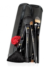 Master the art of makeup with Lancome's five most luxurious brushes, essential for travel. Each brush is precision-crafted with the highest quality bristles for flawless application and professional artistry. With limited-edition lacquered black handles just for the holidays. The brushes are packed in a trendy, signature makeup case. Set Contains: Powder Brush #1, Foundation Brush #2, Angle Shadow #13, Dual End #18 and Cheek & Contour #25. 