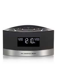 Rise and shine to soothing sounds in a chic package with this Sharper Image alarm clock, offering an array of wake-up tones and a modern brushed metal finish. Rise and shine to soothing sounds in a chic package with this Sharper Image alarm clock, offering an array of wake-up tones and a modern brushed metal finish.