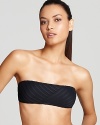 Carmen Marc Valvo's bandeau top features a sleek design with tonal stripes for a sophisticated swim look.