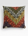 A witty photographic print in a colorful chevron pattern offers a closeup of the famous Missoni knits, giving this pillow its playful yet elegant character.Zip-off coverCotton/linenDown/feather fill16 squareDry cleanMade in Italy