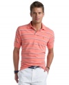 Fine lines. With a sophisticated polish, this Izod polo shirt is sure to become a favorite in your casual wardrobe.