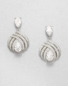A shapely drop offers three cruved rows of pavé dazzle with a faceted teardrop centerpiece and top.Cubic zirconiaCrystalRhodium platingLength, about 1Post backImported