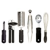 Stock your kitchen with this set of essential components, including such critical pieces as the sturdy can opener, efficient swivel peeler and handy-dandy grater, along with a fun ice cream scoop to boot.