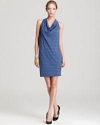 Smart stripes, edgy faux leather straps, an elegant cowl neckline--this is the look of the season. Cynthia Steffe's jersey dress turns dinner into a striking event and all eyes are on you. Smart stripes, edgy faux leather straps, an elegant cowl neckline--this is the look of the season. Cynthia Steffe's jersey dress turns dinner into a striking event and all eyes are on you.