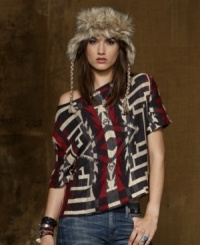 Grab the city by storm in Denim & Supply Ralph Lauren's cropped, edgy pullover with a multicolored tribal-inspired pattern. Grab the city by storm in Denim & Supply Ralph Lauren's cropped, edgy pullover with a multicolored tribal-inspired pattern.