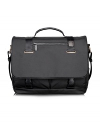 You're all business inside and out with this durable, made-to-last laptop case with rich leather trim for a conservative and sophisticated style that impresses. Packed with a laptop compartment, removable accessory pouch and multiple organizational pockets on the interior and exterior, this messenger takes smart to a whole new level. Tumi quality assurance warranty. You're all business inside and out with this durable, made-to-last laptop case with rich leather trim for a conservative and sophisticated style that impresses. Packed with a laptop compartment, removable accessory pouch and multiple organizational pockets on the interior and exterior, this messenger takes smart to a whole new level. Tumi quality assurance warranty.
