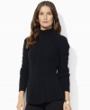 Lauren Ralph Lauren's cozy mockneck sweater is reimagined for the modern woman with a chic peplum hem.