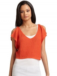 THE LOOKCropped knitV-neckSlit sleevesRib-knit cuffs and hemTHE FITAbout 17 from shoulder to hemTHE MATERIAL80% cotton/20% recycled cottonCARE & ORIGINDry cleanImportedModel shown is 5'10 (177cm) wearing US size Small. THE LOOKCropped knitV-neckSlit sleevesRib-knit cuffs and hemTHE FITAbout 17 from shoulder to hemTHE MATERIAL80% cotton/20% recycled cottonCARE & ORIGINDry cleanImportedModel shown is 5'10 (177cm) wearing US size Small.