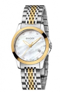 Gucci Women's YA126513 Gucci timeless Steel and Yellow PVD White Dial Watch Gucci Women's YA126513 Gucci timeless Steel and Yellow PVD White Dial Watch