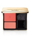 Shade, color and sculpt with Rose Aux Joues, a must-have for all women who want to have fun with color. Guerlain's new blush duo offers vibrant color pairings that allow you to re-invent your beauty routine everyday. One vibrant shade adds a pop of color to the cheekbones while its smaller counterpart can be mixed or used for a striking contrast.