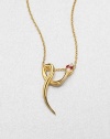 EXCLUSIVELY AT SAKS.COM From the Meadowlark Collection. An exotic yet minimalist design featuring a snake pendant accented with sparking white sapphires and rich rubies on a link chain. 18k goldplated sterling silverWhite sapphire and rubyLength, about 16-18 adjustablePendant size, about .6Lobster clasp closureImported 