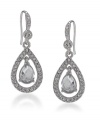 Beautiful and beguiling -- make a grand entrance in these charming drops by Carolee. Earrings highlight pear-cut and round-cut crystals in silver tone mixed metal. Approximate drop: 1-1/4 inches.