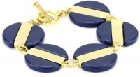 Kenneth Cole New York Modern Deco Blue and Shiny Gold Stripe Bead Toggle Bracelet Kenneth Cole New York Modern Deco Blue and Shiny Gold Stripe Bead Toggle Bracelet