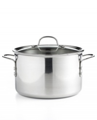 Brilliant good looks. Perfect gourmet results. Combining the long-lasting radiance of stainless steel with the superior performance of a highly conductive, heavy-gauge aluminum core, the Calphalon Tri-Ply stock pot makes it easy to prepare mouthwatering meals day after day -- each more memorable than the last. Lifetime warranty. Brilliant good looks. Perfect gourmet results. Combining the long-lasting radiance of stainless steel with the superior performance of a highly conductive, heavy-gauge aluminum core, the Calphalon Tri-Ply stock pot makes it easy to prepare mouthwatering meals day after day -- each more memorable than the last. Lifetime warranty.