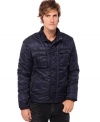 Lighter than a puffer, this jacket adds some cool sheen to your layered look this fall.