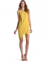 BCBGMAXAZRIA Women's Audra Sleeveless Draped Wrap Dress, Light Sunflower, 8