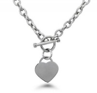 Designer Inspired Stainless Steel Heart Toggle Tag Necklace Chain Engravable 18 L Designer Inspired Stainless Steel Heart Toggle Tag Necklace Chain Engravable 18 L