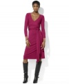 Lauren Ralph Lauren's slim-fitting wrap dress is crafted from breathable stretch jersey for an indulgent combination of comfort and style. (Clearance)