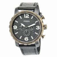 Fossil Men's JR1357 Nate Chronograph Black Leather Watch Fossil Men's JR1357 Nate Chronograph Black Leather Watch