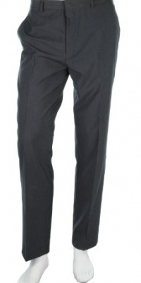 Calvin Klein Men's Gray Stretch Flat Front Slim Fit Career Dress Pants, 36 x 30