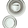 This pattern is named for the intriguing scroll design of anceint Celtic time pieces, and like its inspiration, this pattern features an artistically etched platinum design on white bone china. Shown: 5-pc. placesetting. Matching accessories also available.