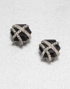 From the Cable Wrap Collection. An elegant, hexagon-shaped black onyx stone wrapped in sterling silver cables and dazzling diamonds. Black onyxDiamonds, .07 tcwSterling silverSize, about .39Post backImported 