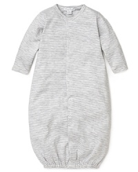 Sporty but soothing gray stripes envelop him in cozy comfort with this striped gown from Kissy Kissy. Sporty but soothing gray stripes envelop him in cozy comfort with this striped gown from Kissy Kissy.